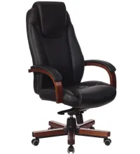 Кресло бюрократ T-9923 WALNUT_BLACK   (Натуральная кожа)